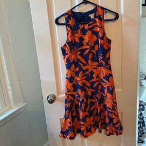 J Crew orange and blue dress